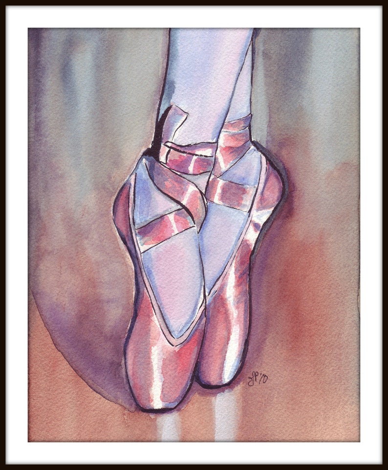 Pink Pointe Shoes 11x14 Watercolor Painting Ballet Art, Pink Ballet Shoes Watercolor Art Print, 11x14 Wall Art image 4