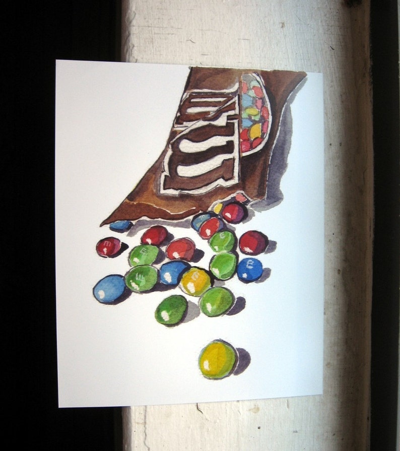 Watercolor Painting M and Ms Candy Watercolor Art Print, 8x10 image 5