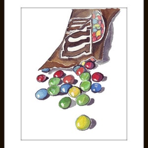 Watercolor Painting M and Ms Candy Watercolor Art Print, 8x10 image 3