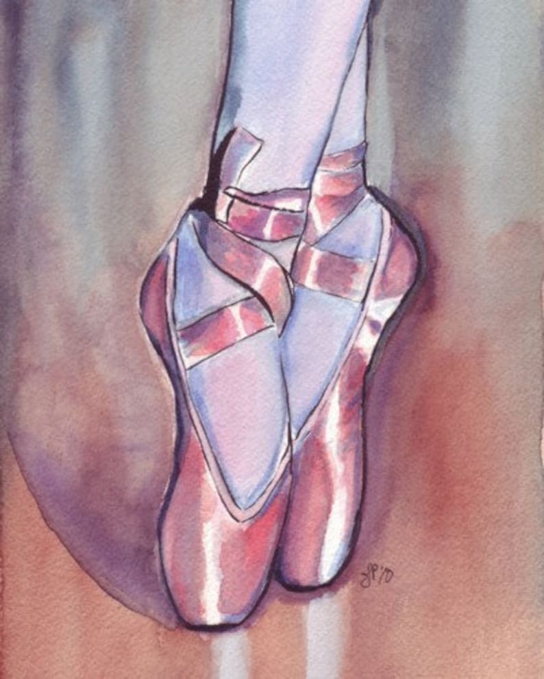 Watercolor Painting Pink Ballet Shoes Watercolor Art Print Etsy