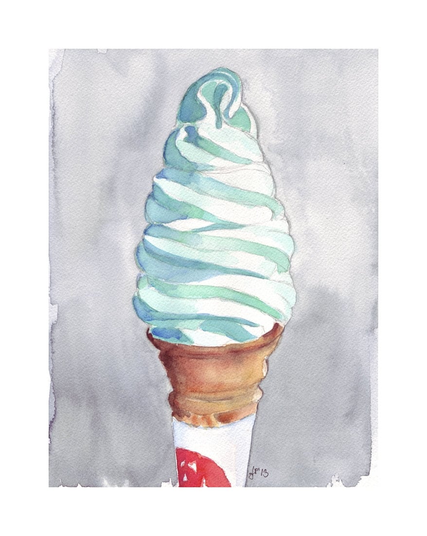 アイスクリームとコーヒーの静物油彩画 F4 絵画 アイスクリームとコーヒーの静物油彩画 F4 絵画