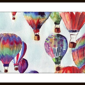 5x7 Print Watercolor Painting Hot Air Balloons Illustration Watercolor, 5x7 Art Print image 3