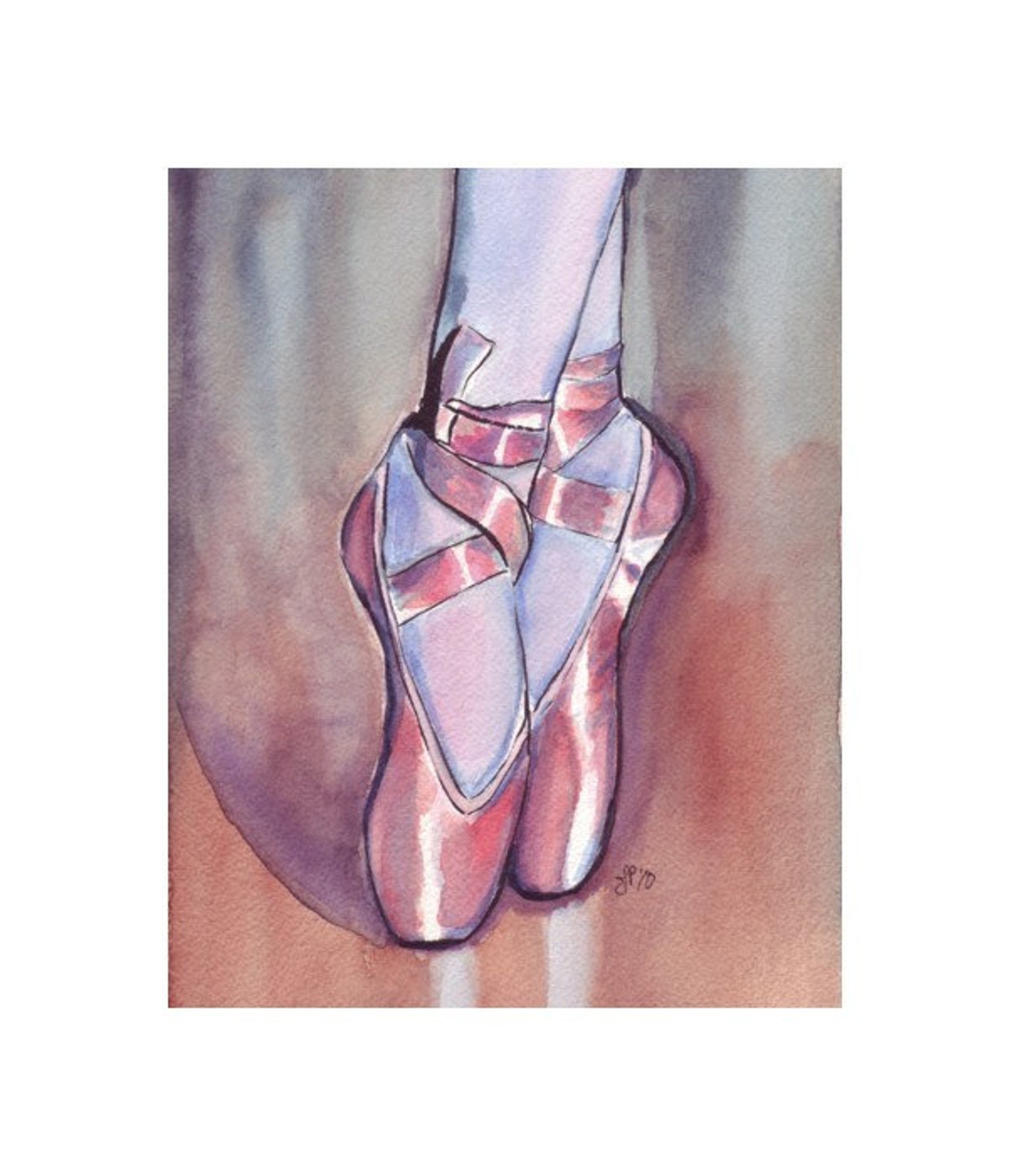 watercolor painting - pink ballet shoes watercolor art print, 8x10 watercolor painting - pink ballet shoes watercolor art print, 8x10