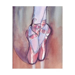 Pink Pointe Shoes 11x14 Watercolor Painting Ballet Art, Pink Ballet Shoes Watercolor Art Print, 11x14 Wall Art image 5