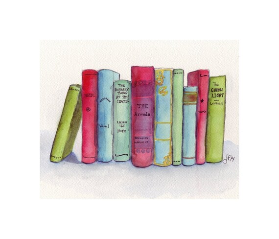 Book Lover Watercolor Books Art Print by pinapurri