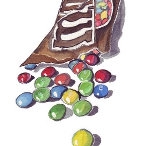 Watercolor Painting M and Ms Candy Watercolor Art Print, 8x10 image 2