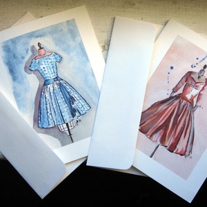 Vintage Dress Cards Ed. 1, Watercolor Art Note Cards, Set of 8 image 2