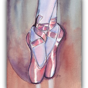 Pink Pointe Shoes 11x14 Watercolor Painting Ballet Art, Pink Ballet Shoes Watercolor Art Print, 11x14 Wall Art image 3