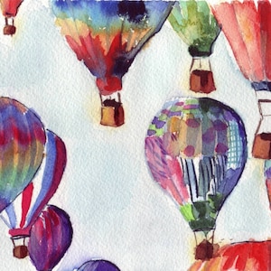 5x7 Print Watercolor Painting Hot Air Balloons Illustration Watercolor, 5x7 Art Print image 1