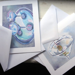 Martini Cards Cocktail Watercolor Art Note Cards, Set of 12 image 3