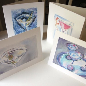 Martini Cards Cocktail Watercolor Art Note Cards, Set of 12 image 4