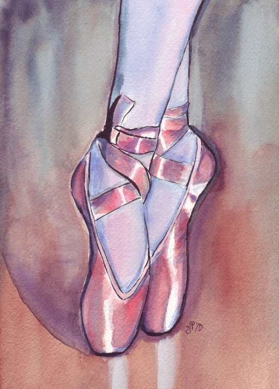Pink Pointe zapatos ballet arte acuarela pintura rosa ballet zapatos  acuarela arte impresión, 5x7 -  España