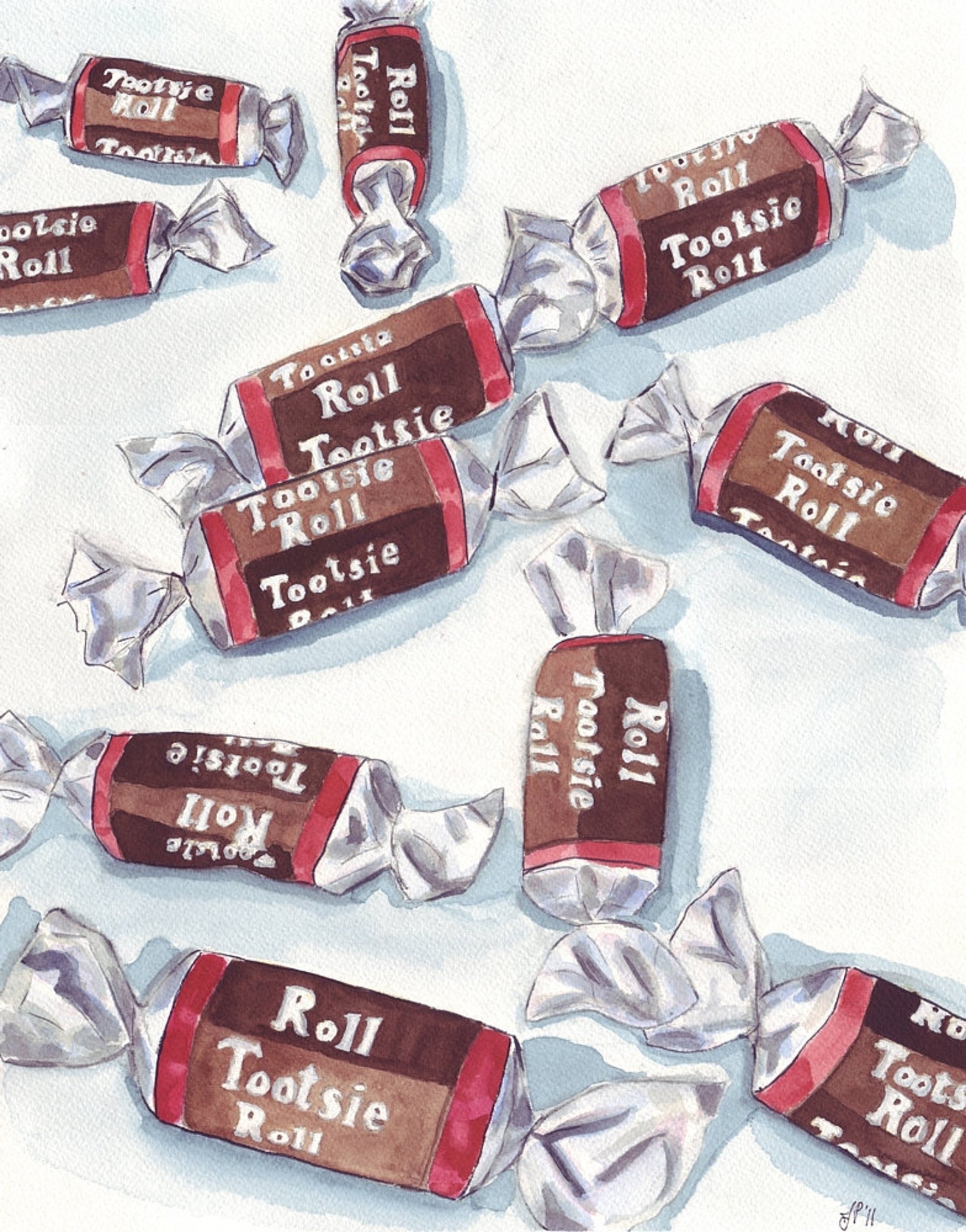 Watercolor Painting Tootsie Rolls Art, Watercolor Art Print, 8x10 Print ...