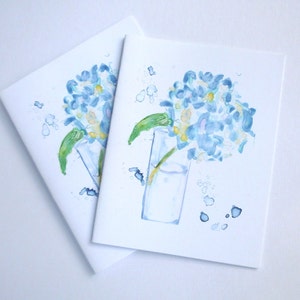 Grußkarte Set - Blaue Hortensie Aquarell Kunst Grußkarten, 12