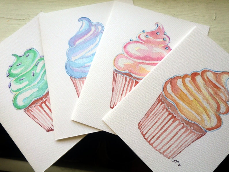 Cute Pastel Cupcake Art Cards Cupcake Art Notecards Ed. 2 , Set of 12 image 4