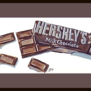 Watercolor Painting Chocolate Bar Watercolor Art Print, 5x7 image 3