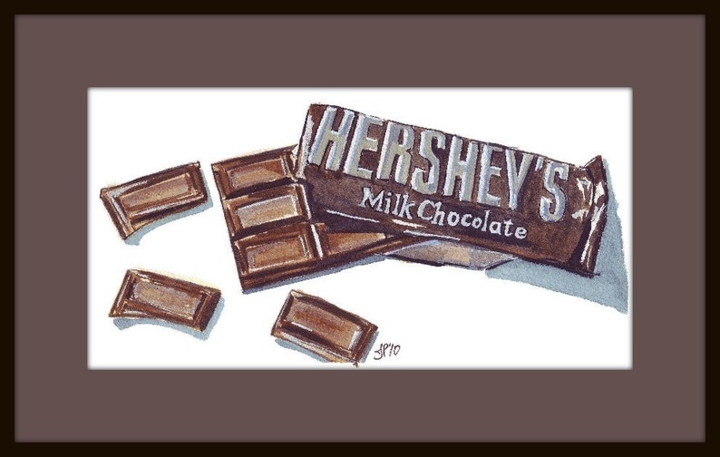 Watercolor Painting Chocolate Bar Watercolor Art Print, 5x7 image 3