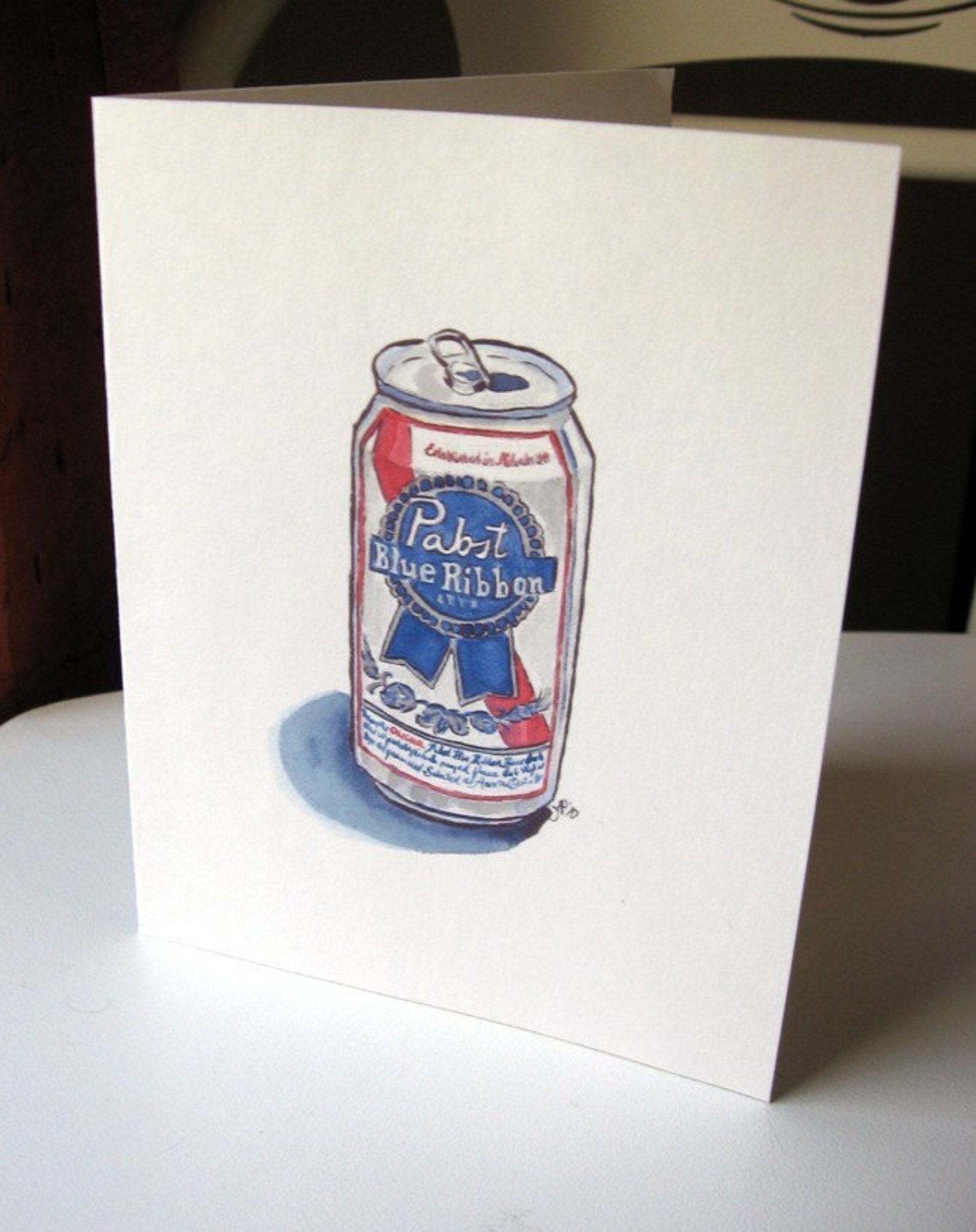 Pabst Beer Cards PBR Beer Watercolor Art Notecards Gifts Etsy