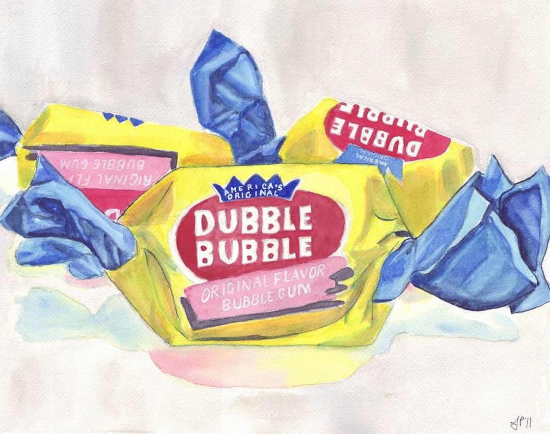Dubble Bubble Gum Candy Painting Print, Watercolor Art Print, 5x7