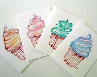 Cute Pastel Cupcake Art Cards - Cupcake Art Notecards (Ed. 2) , Set of 12