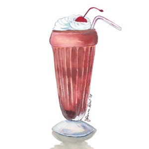 Chocolade Milkshake Wall Art - ijs Shake aquarel Art Print, 5 x 7 - Food Art - Foodie illustratie