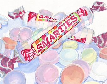 Smarties Candy Watercolor Art Print - Watercolor Painting - 8x10 Wall Art, Candy Series no. 1