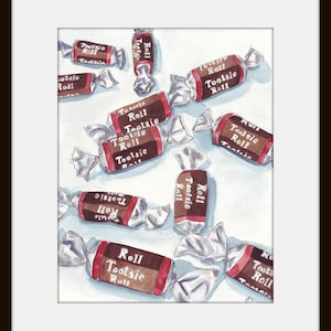 Watercolor Painting Tootsie Rolls Art, Watercolor Art Print, 5x7 Art Print image 3