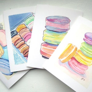 Macarons Cards - Paris Food Blank Cards - Watercolor Art Notecards, Set of 12