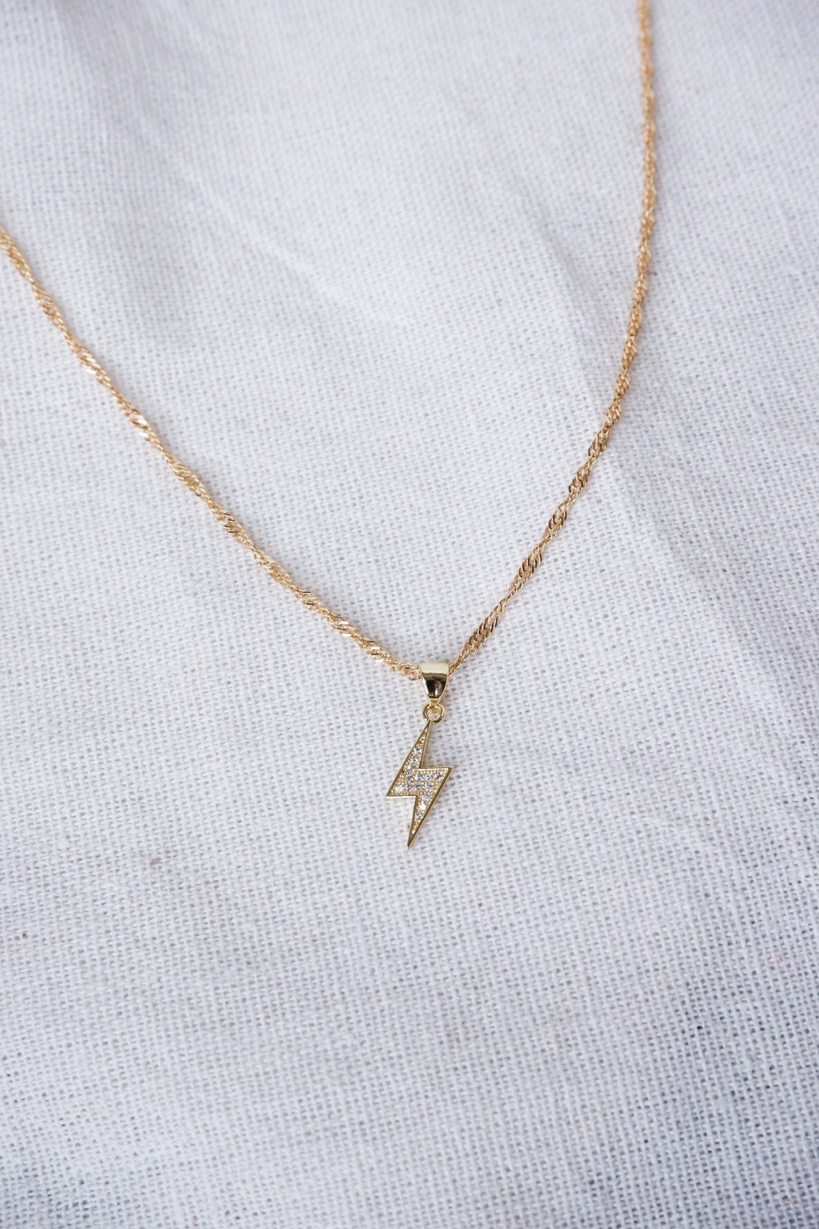 Lightning Bolt Charm Necklace GoldFilled Necklace Charm Etsy