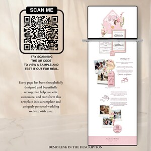 Blush Pink Wedding Website Template with RSVP | Editable Canva Invitation Design (digital download) image 2