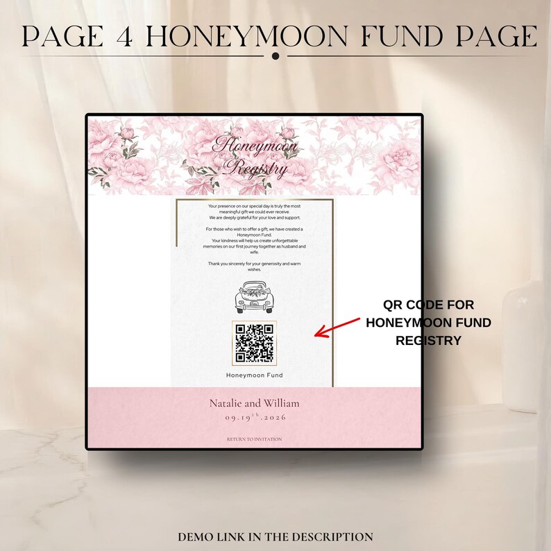 Blush Pink Wedding Website Template with RSVP | Editable Canva Invitation Design (digital download) image 8