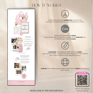 Blush Pink Wedding Website Template with RSVP | Editable Canva Invitation Design (digital download) image 14