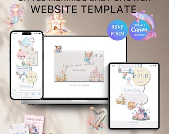 Mermaid Baby Shower Website with RSVP | Editable Canva Template