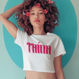 Women&#39;s &quot;Taína Spirit&quot; Soft Cotton Cropped Tee Remixed