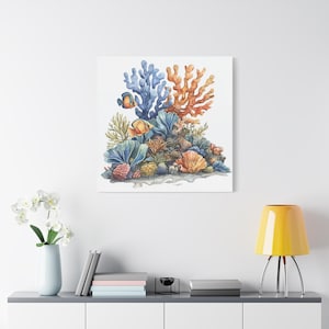 Arte em tela - Decoração de parede de recife de coral subaquático