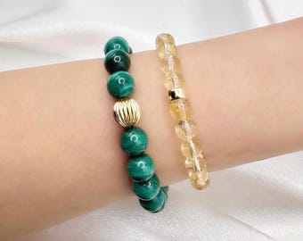 AAA+ kwaliteit natuurlijke onverwarmde citrien 6 mm - 14k gold filled - kralenarmband met kristallen | Overvloed, rijkdom, positiviteit, vreugde, creativiteit