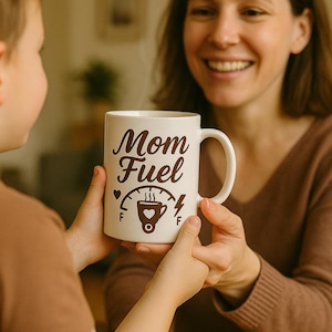 Mother’s Day gifts &quot;Mom Fuel&quot; Mug Design PNG, Mother&#39;s Day Mug Graphic, Cute Mom Life Clipart for Sublimation, Digital Download for Print