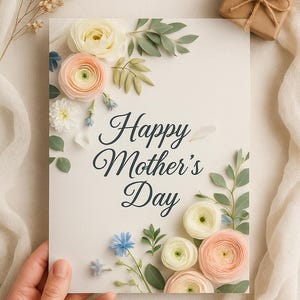 Jeu de cartes imprimables pour la fête des Mères – 6 belles cartes de voeux florales de 5 x 7 cm – Téléchargement instantané – Cartes-cadeaux numériques pour maman – Motifs pastel