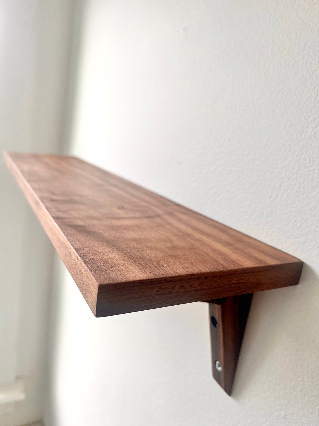 Solid Hardwood Shelf With Brackets Solid Walnut Etsy
