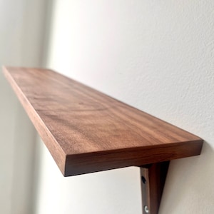 Solid Hardwood Shelf with Brackets - Solid Walnut