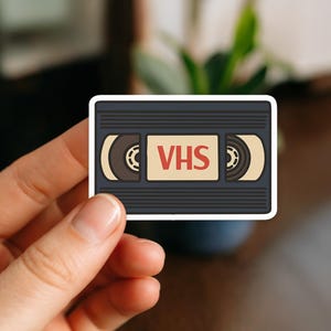 VHS Tape Sticker – Retro 80s 90s Decal – Vintage Movie Lover Waterproof Sticker for Laptop, Water Bottle, or Journal