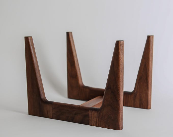 Handmade Solid Hardwood Record Flip Rack || Record Holder || Mid Century Design || Walnut or Cherry
