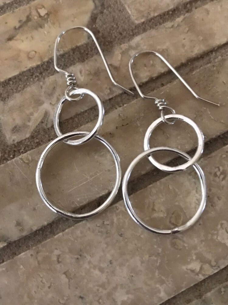 everday earring simple silver earrings silver circle earrings hammered silver jewelry hammered circle earrings Hammered silver earrings