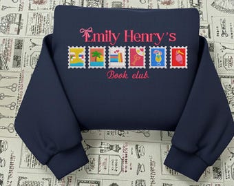 Emily Henry Bücher Besticktes Sweatshirt, lustige Geschichte Happy Place Shirt, Strand Buchliebhaber Hoodie, Romanze Leser Geschenk