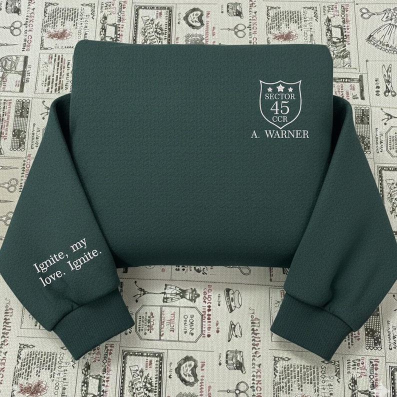Shatter Me Embroidered Sweatshirt, Aaron Warner Shatter Me 45 Sector CCR Uniform Embroidered Sweatshirt, BookTok Merch, Bookish Merch image 5