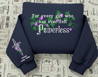 Powerless geborduurde hoodie, For Every Girl-citaat, Lauren Roberts leesgrage sweater, grijs Kai Azer Paedyn-shirt