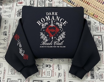 Bestickte Dark Romance Book Club Pullover, Romance Buch Sweatshirt, Dark Academia Sweatshirt