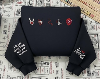Twilight Saga Embroidered Sweatshirt, Book Lover Hoodie, New Moon Eclipse Breaking Dawn Shirt
