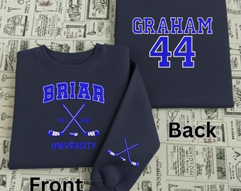 Briar University Graham 44 Sweatshirt, Briar U Embroidered Shirt, Off Campus Series Bookish Hoodie, Hockey Romance Sweatshirt Gift for Her