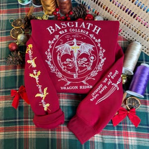 Embroidery Fourth Wing Dragon Sweatshirt, Dragon Rider Sweater, Fourth Wing Basgiath War College Hoodie for Bookish